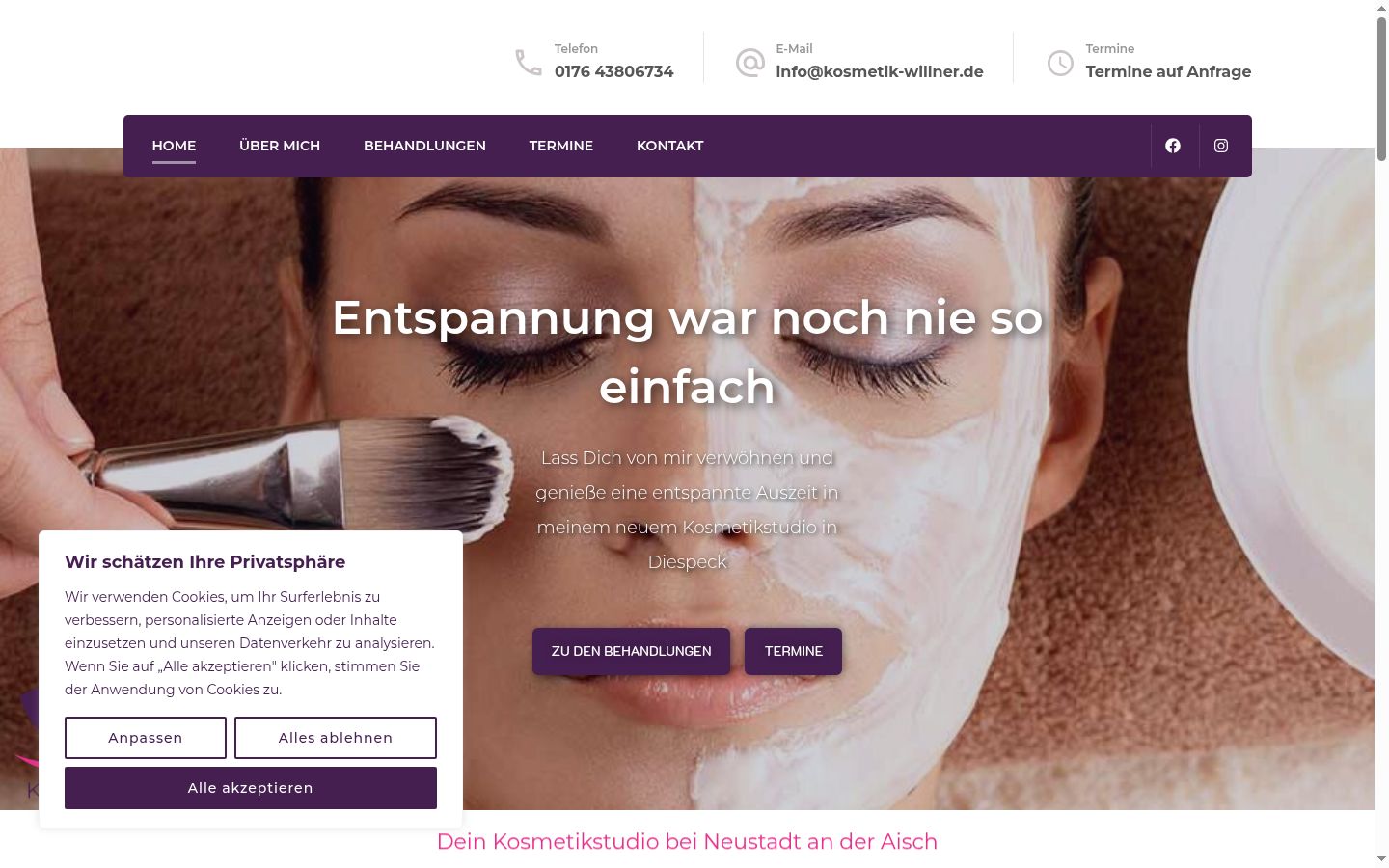 Screenshot des Einwilligungsbanners vor jeglicher Interaktion