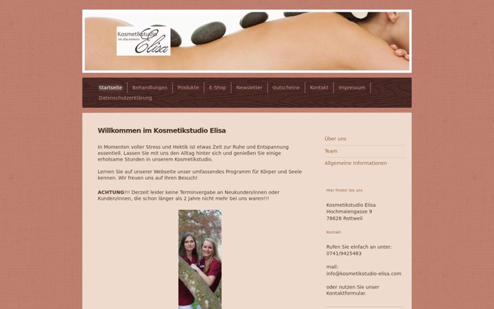 Skærmbillede af kosmetikstudio-elisa.com