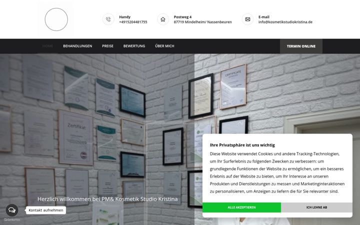 Screenshot of kosmetikstudiokristina.de