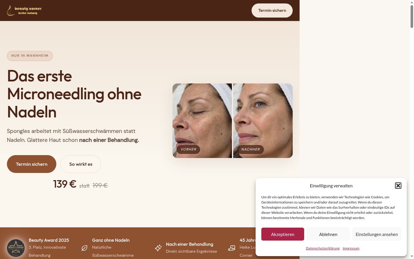Screenshot del banner di consenso mostrato prima di qualsiasi interazione