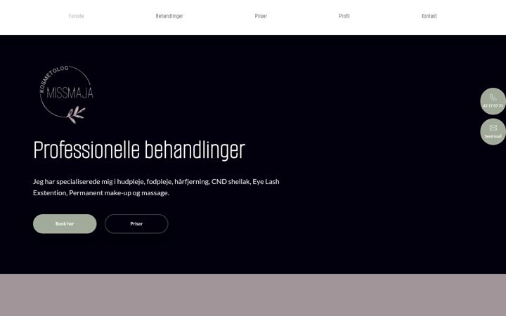 Screenshot of kosmetolog-missmaja.dk