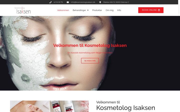 Screenshot of kosmetologisaksen.dk