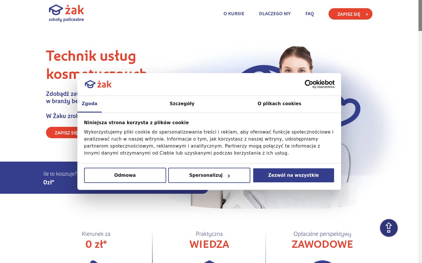 Zrzut ekranu banera zgody wyświetlanego przed jakąkolwiek interakcją