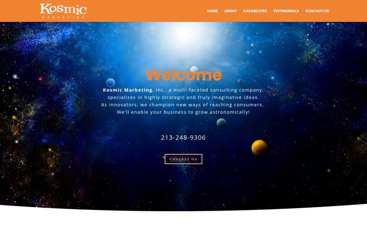 Posnetek zaslona kosmicmarketing.com