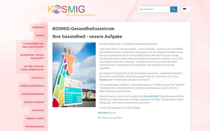 Screenshot of kosmig-gesundheitszentrum.de