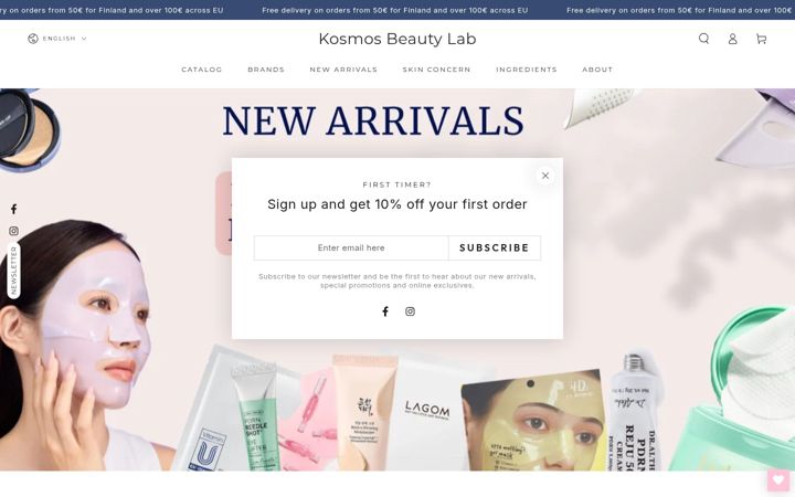 Posnetek zaslona kosmosbeauty.com