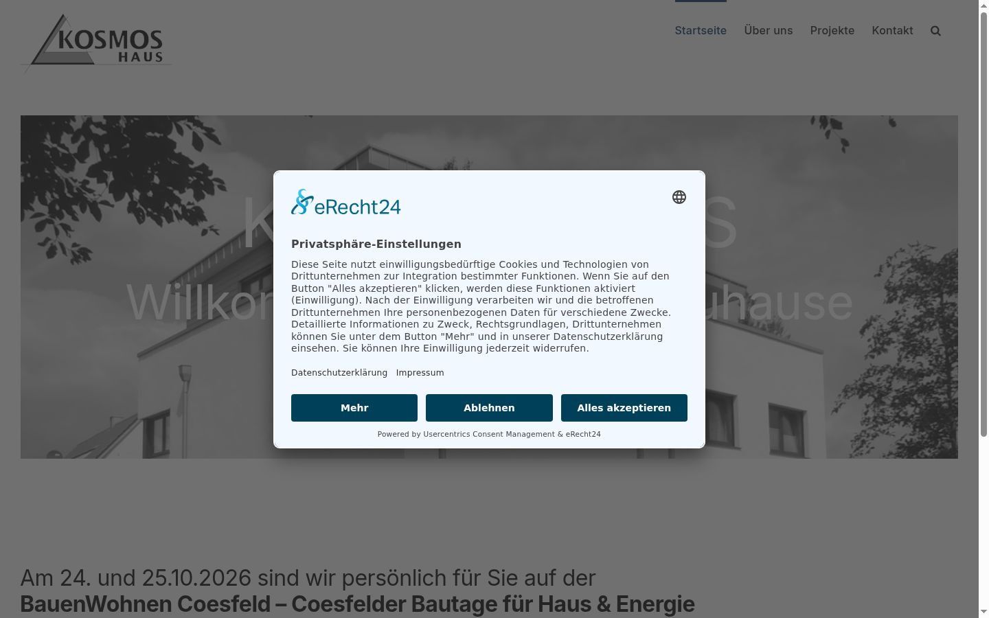 Zrzut ekranu banera zgody wyświetlanego przed jakąkolwiek interakcją