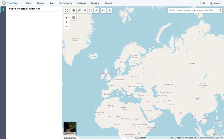 Screenshot of kosmosnimki.ru