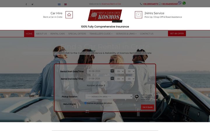 Screenshot of kosmosrentcar.com