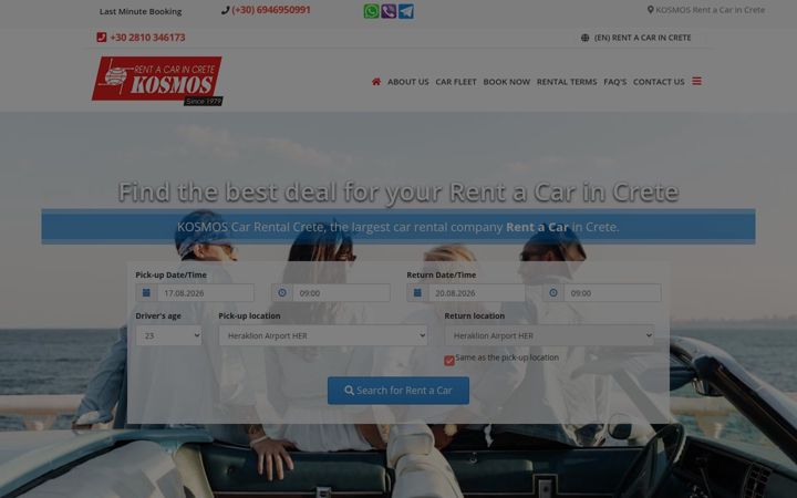 Screenshot of kosmosrentcar.gr