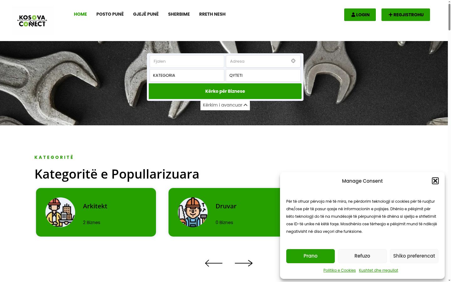 Screenshot del banner di consenso mostrato prima di qualsiasi interazione