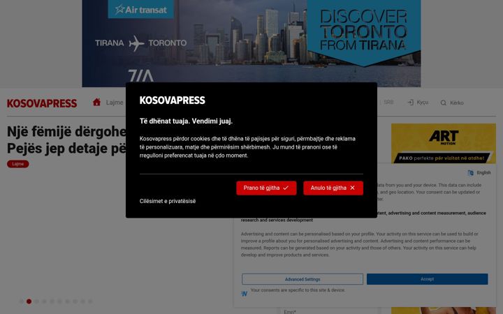 Screenshot of kosovapress.com