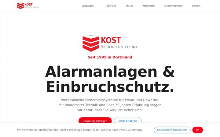 Screenshot of kost-sicherheitstechnik.de