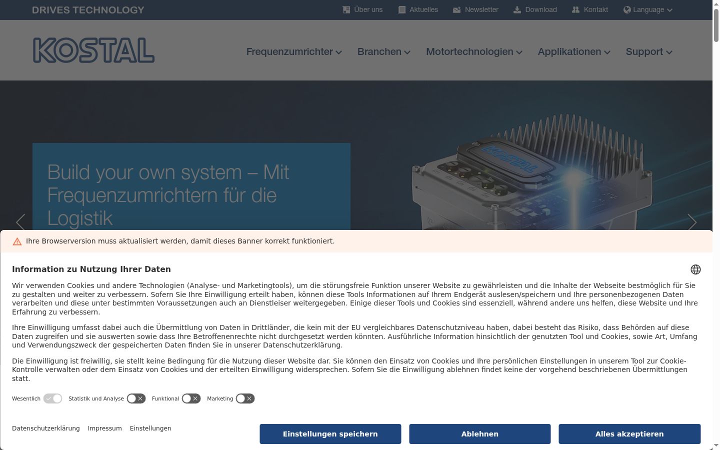 Skärmbild av samtyckesbannern som visades före någon interaktion