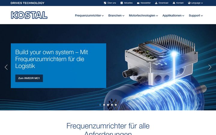 Screenshot of kostal-drives-technology.com