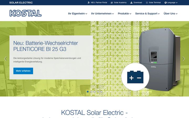 Screenshot of kostal-solar-electric.com