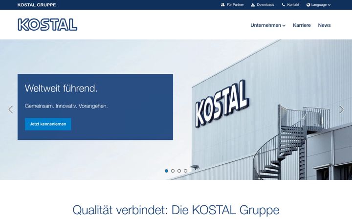 Screenshot of kostal.com