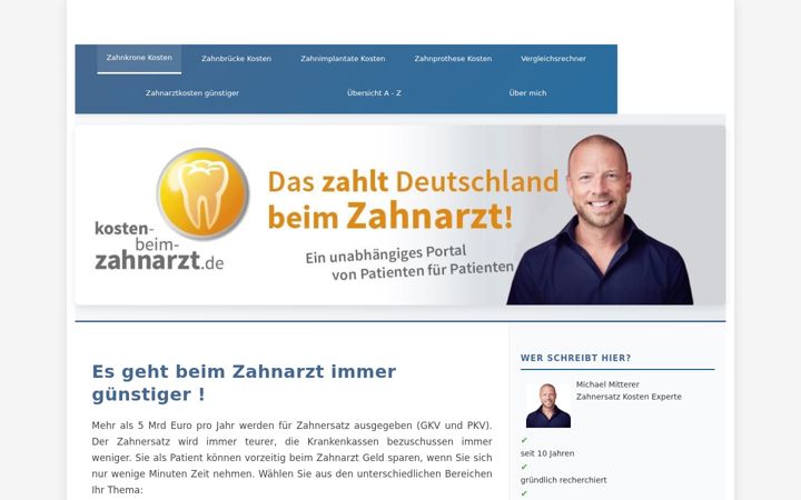 Screenshot of kosten-beim-zahnarzt.de