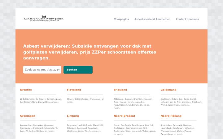 Screenshot of kostenenasbestverwijderen.nl