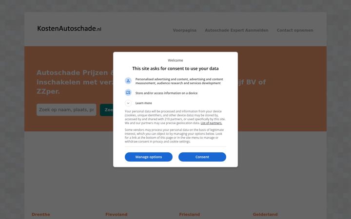 Screenshot of kostenkostenautoschade.nl