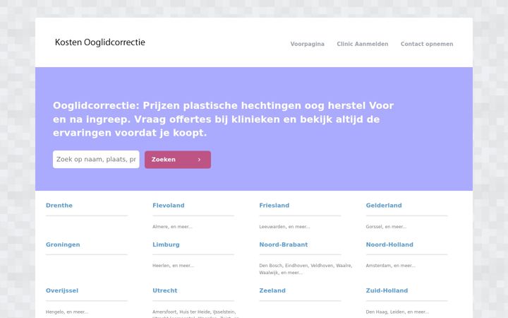 Screenshot of kostenooglidcorrectie.nl