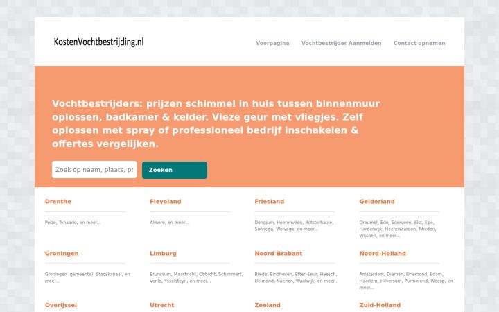 Screenshot of kostenvochtbestrijding.nl