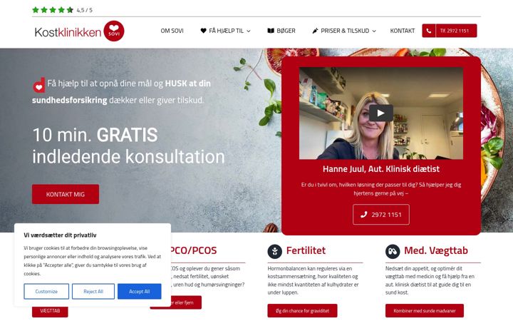 Screenshot of kostklinikkensovi.dk