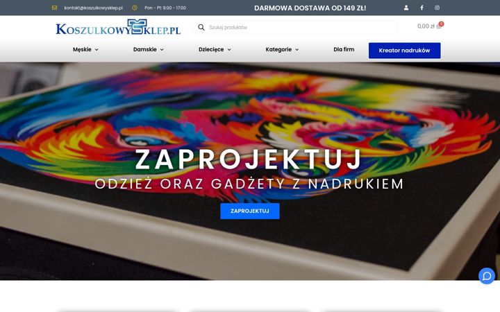 Posnetek zaslona koszulkowysklep.pl