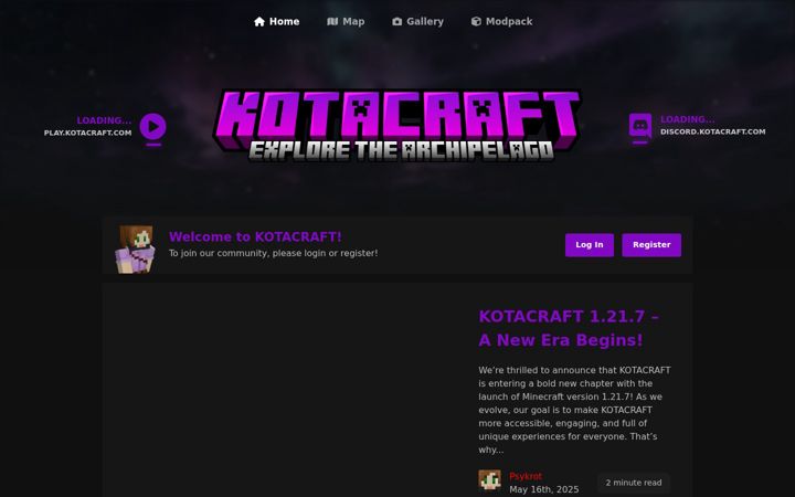 Skärmbild av kotacraft.com