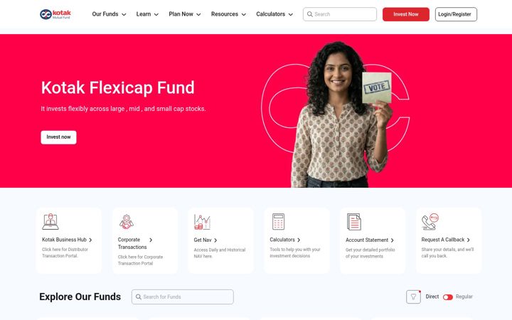 Screenshot of kotakmf.com