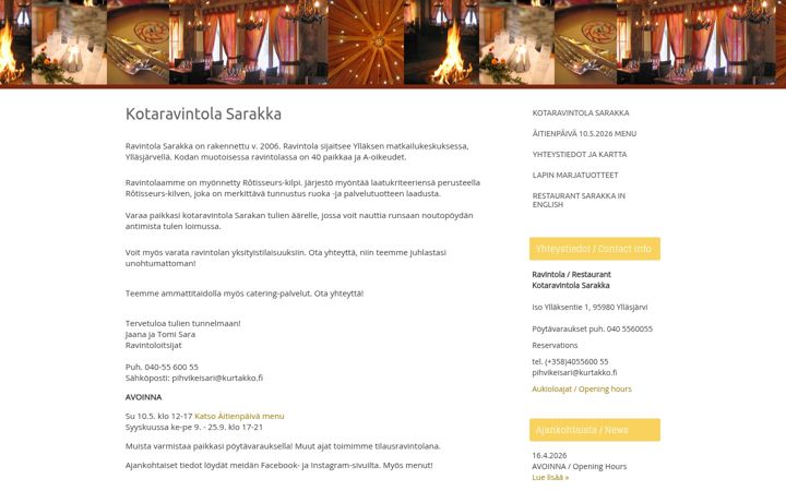 Screenshot of kotaravintolasarakka.com