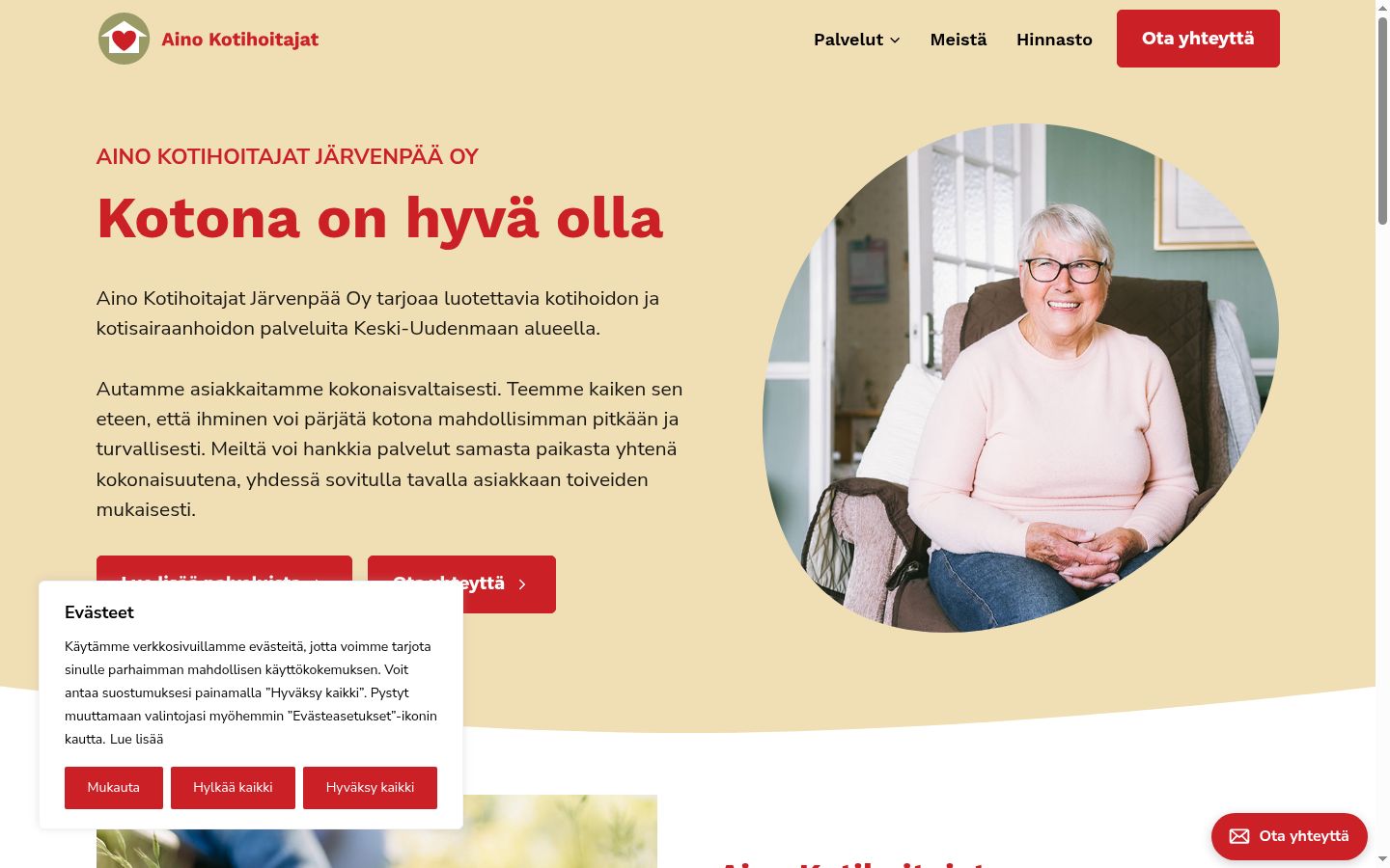 Skærmbillede af samtykkebanneret, som det blev vist før nogen interaktion