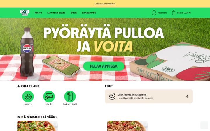 Screenshot of kotipizza.fi