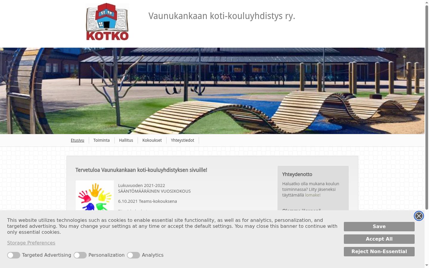 Skærmbillede af samtykkebanneret, som det blev vist før nogen interaktion