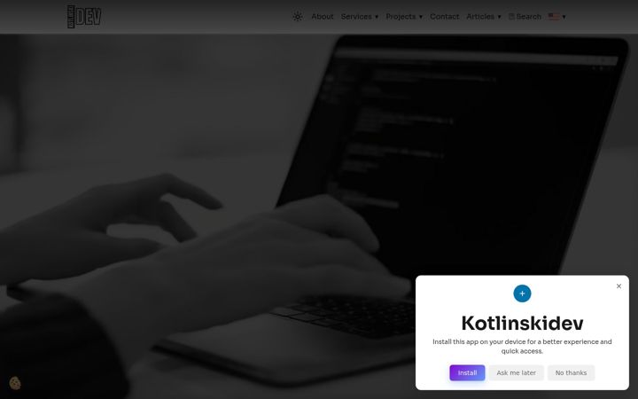 Screenshot του kotlinskidev.com
