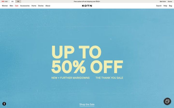Screenshot of kotn.com