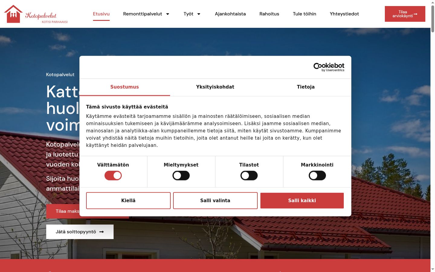 Ekraanipilt nõusolekubännerist, mida näidati enne mis tahes suhtlust
