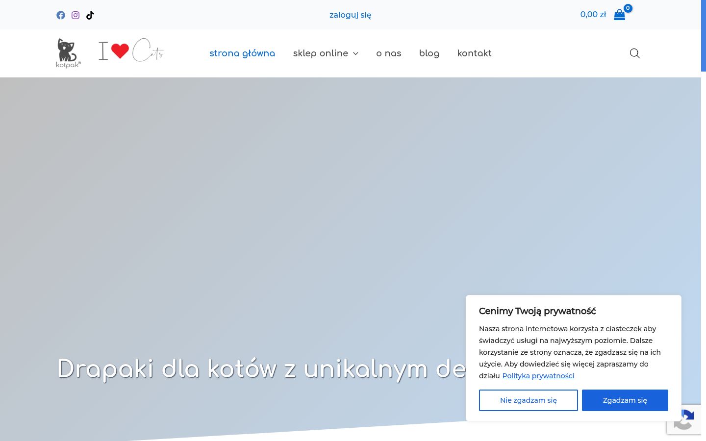 Zrzut ekranu banera zgody wyświetlanego przed jakąkolwiek interakcją