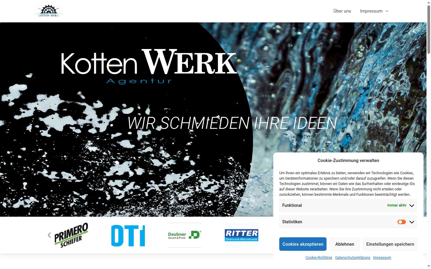 Screenshot des Einwilligungsbanners vor jeglicher Interaktion
