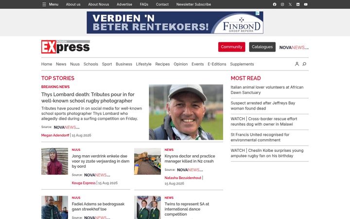 Screenshot of kougaexpress.co.za