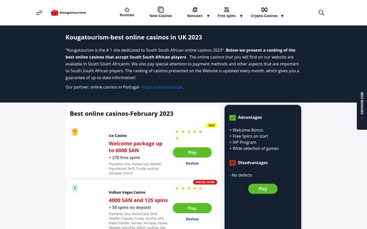 Screenshot of kougatourism.co.za