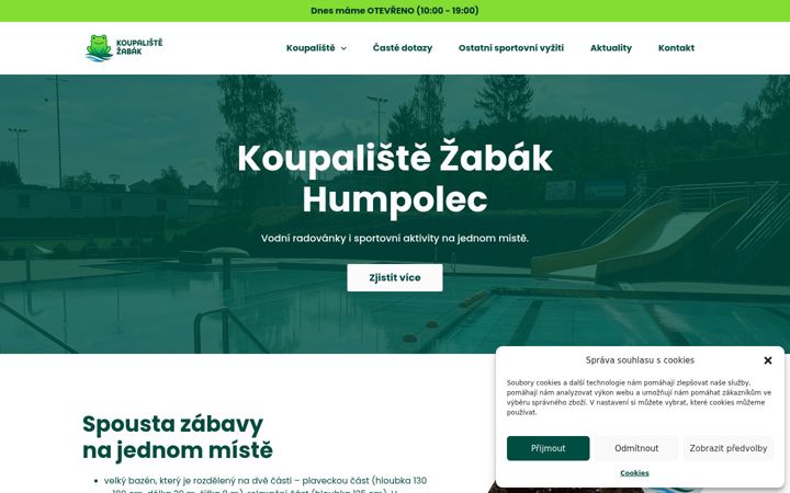 Screenshot of koupalistezabak.cz