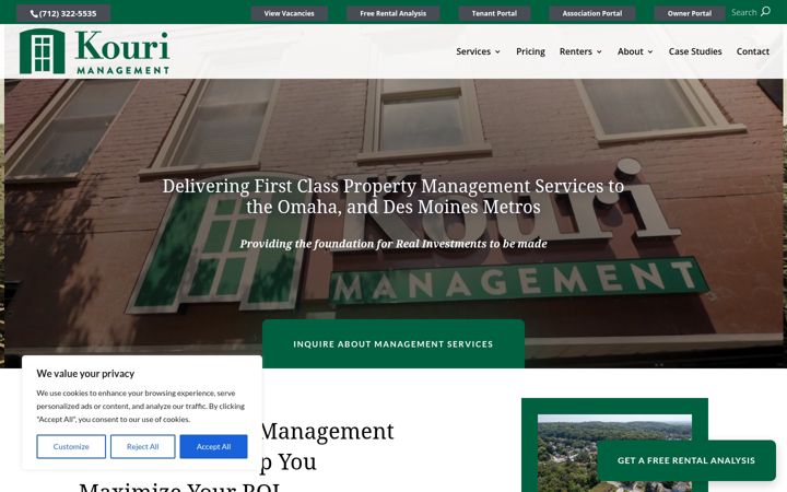 Screenshot of kourimanagement.com
