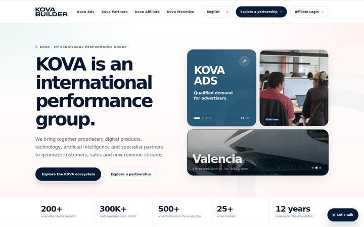 Screenshot of kova-builder.com
