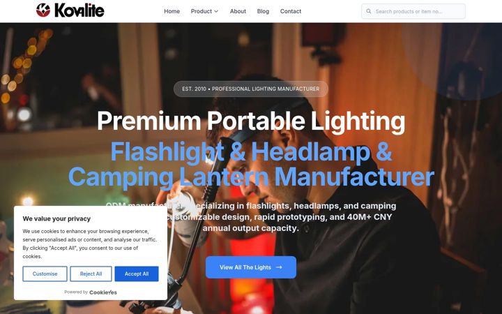 Screenshot of kovalighting.com
