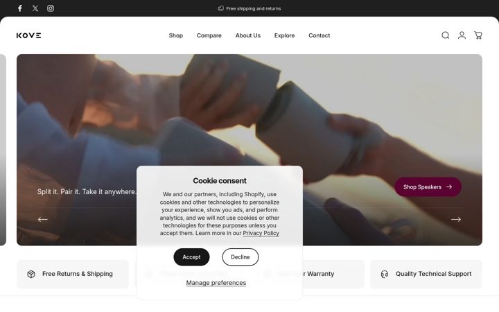 Screenshot of kovesounds.com