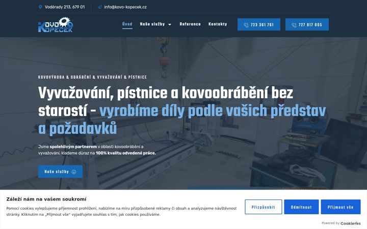 Ekraanipilt saidist kovo-kopecek.cz