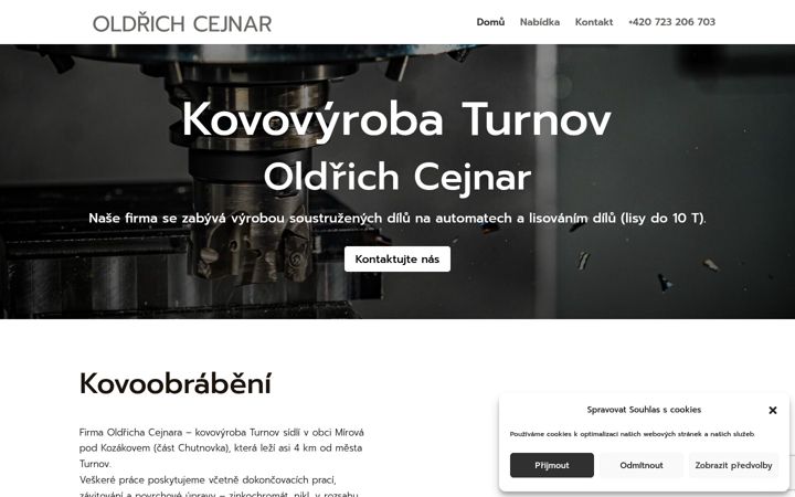 Screenshot of kovovyroba-turnov.cz