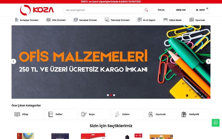 Skærmbillede af kozakirtasiye.com