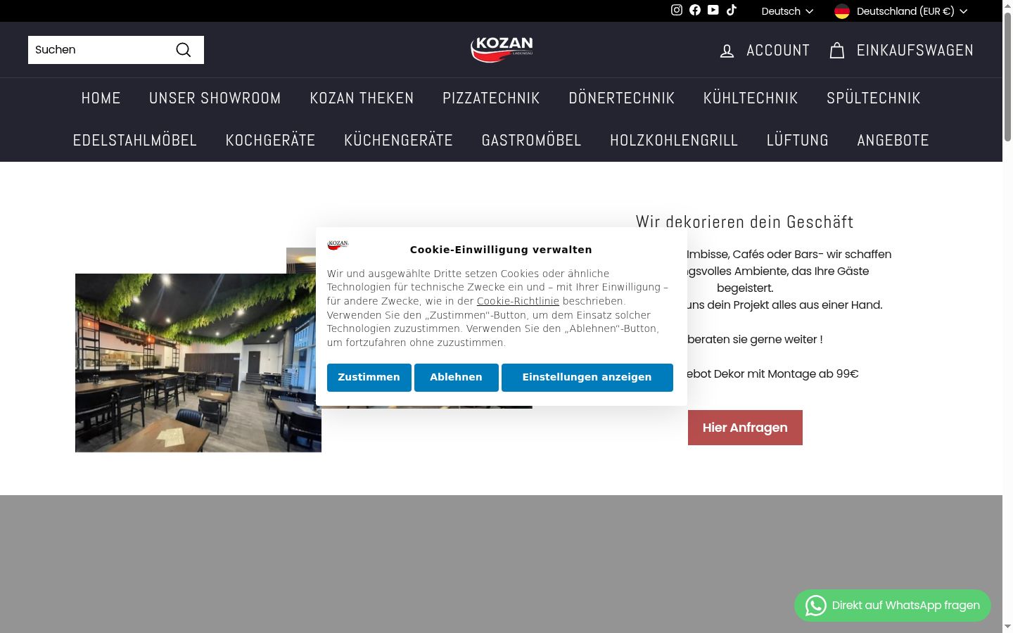 Screenshot del banner di consenso mostrato prima di qualsiasi interazione